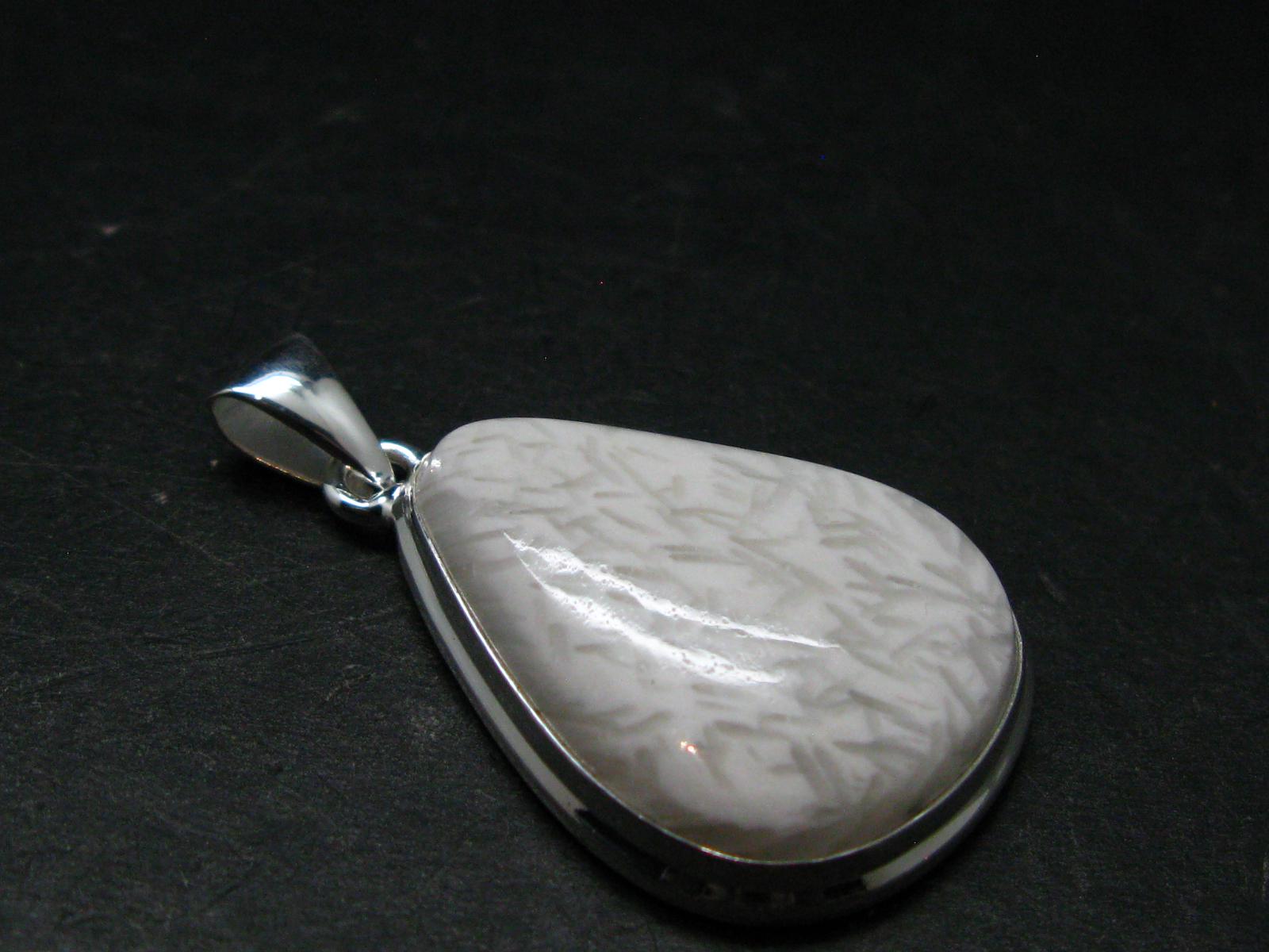 Scolecite Silver Plated Pendant From India - 1.6" - 6.87 Grams Scolecite Silver Plated Pendant From India - 1.6" - 6.87 Grams