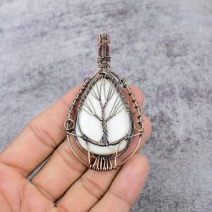Scolecite Pendant Tree Of Life Copper Wire Wrapped Scolecite Gemstone Pendant Copper Jewelry Handmade Pendant Necklace Birthday Gifts