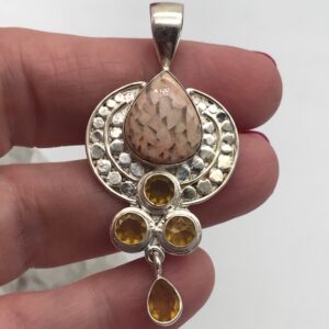 Unique Orange Scolecite And Yellow Crystal Pendant Unique Orange Scolecite And Yellow Crystal Pendant