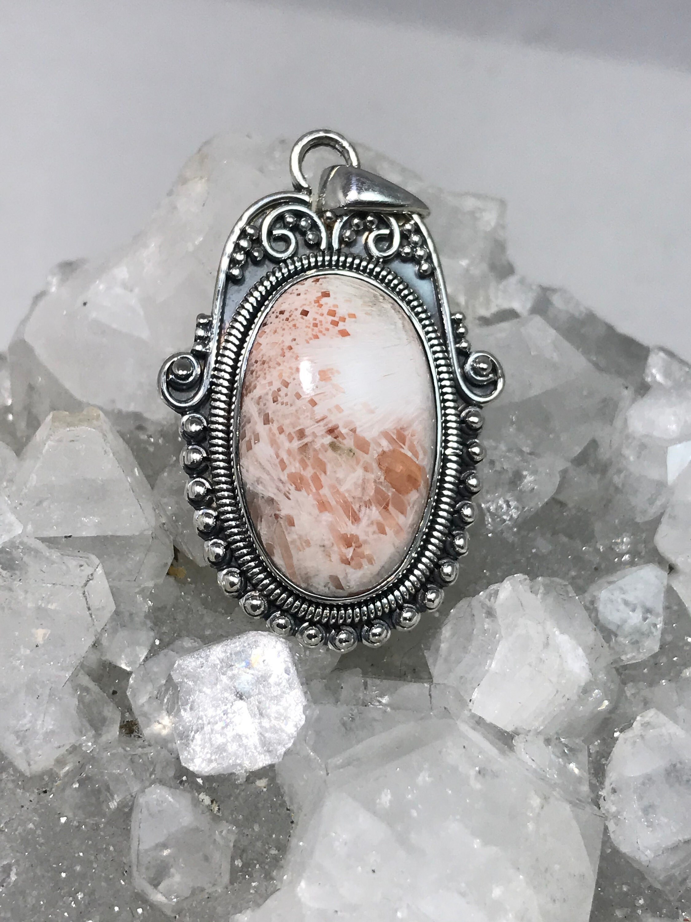 Unique Orange Scolecite Pendant Necklace Unique Orange Scolecite Pendant Necklace