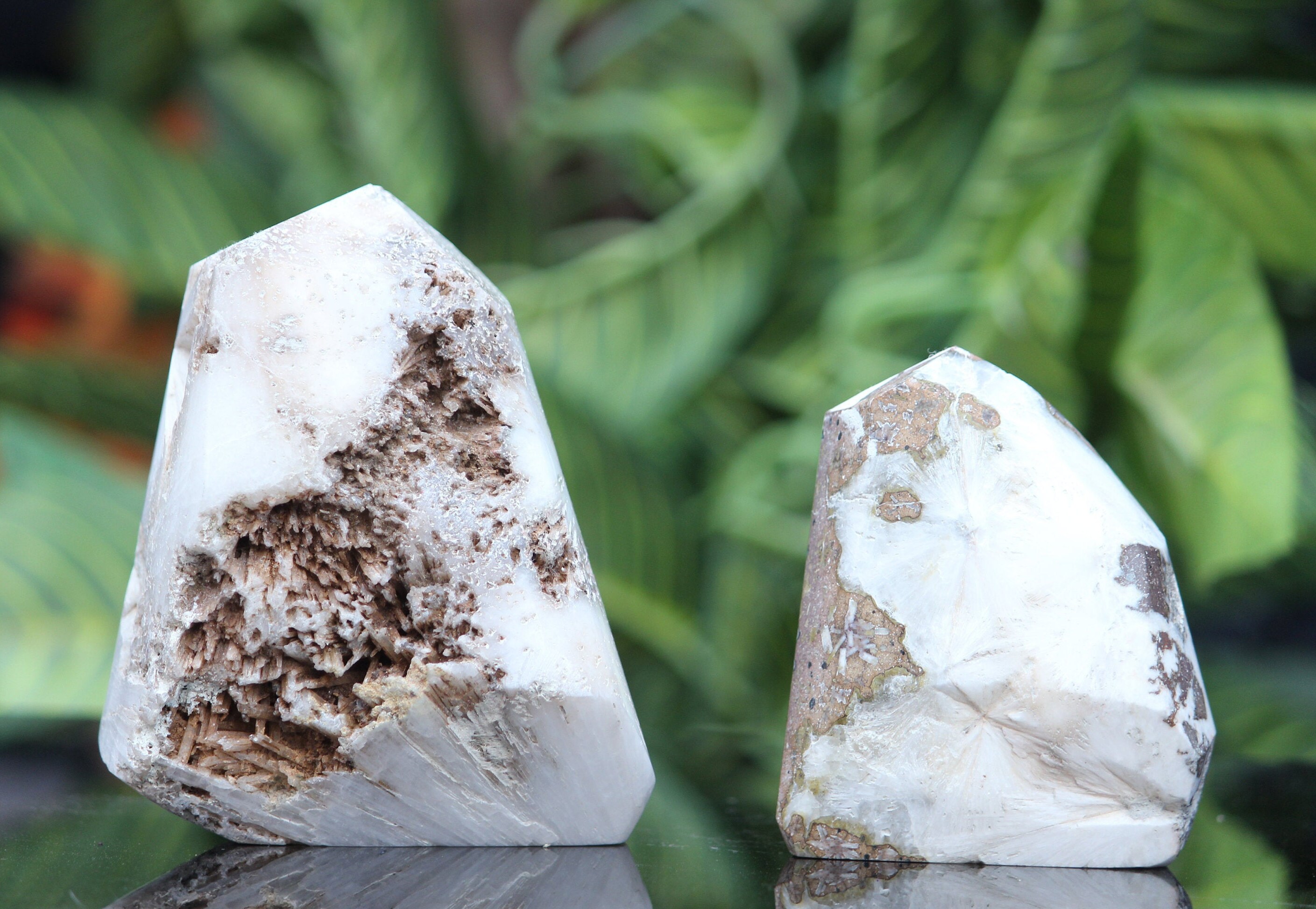 Pair Of Scolecite Point Tower Pair: Healing Crystals For Reiki Meditation Home Decor