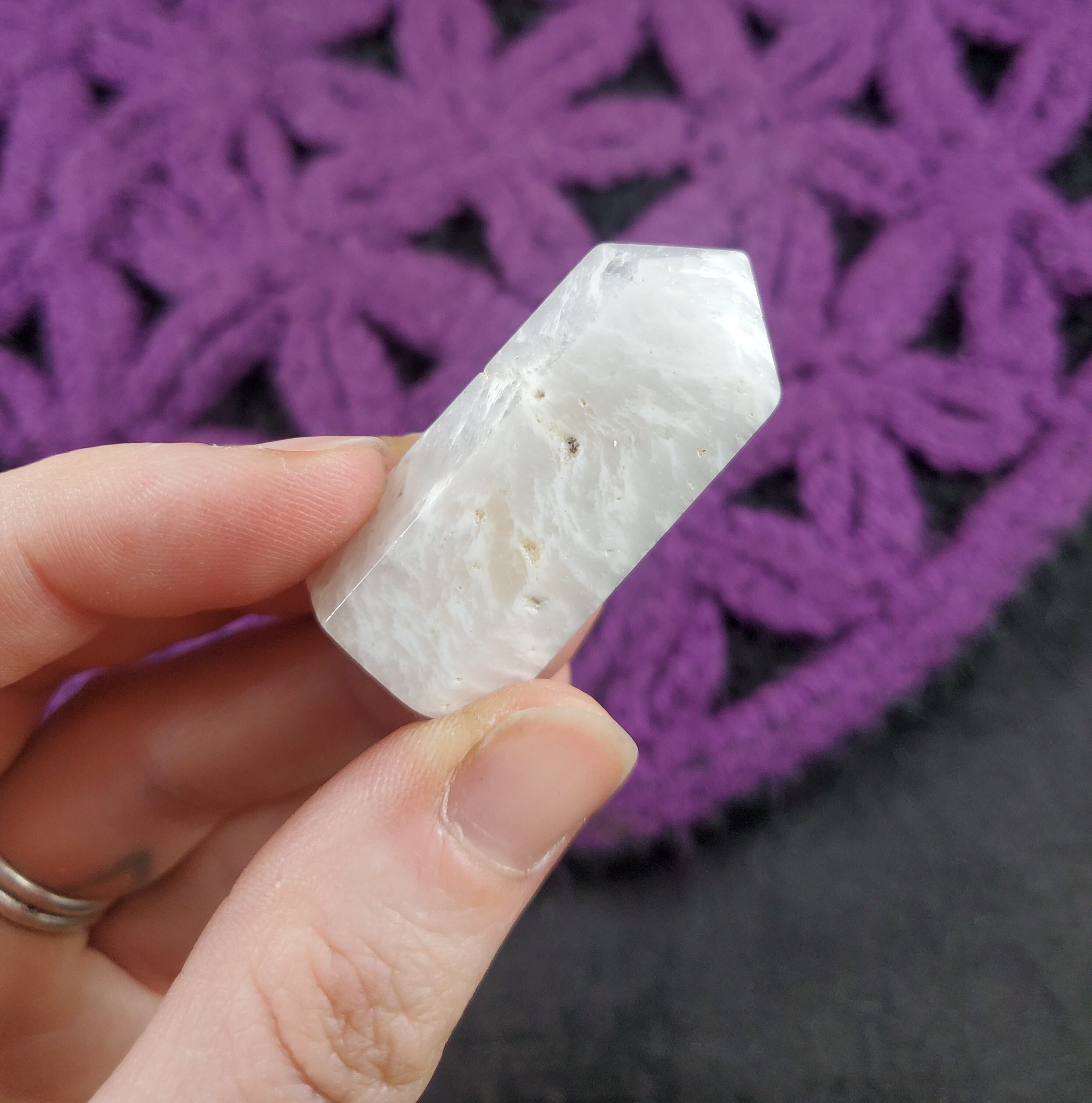 Small Scolecite Polished Point Crystal Standing Stones Crystals Natural White Zeolite Unique India Tower