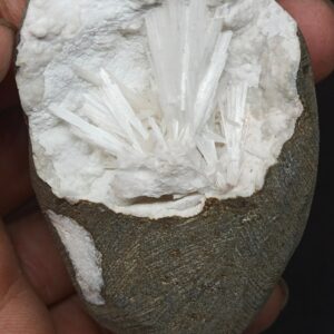 62MM spikes Scolecite Flower Cluster with Chalcedony Geode 62MM spikes Scolecite Flower Cluster with Chalcedony Geode