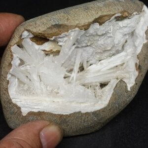 A+ Scolecite Spray Inside in Chalcedony Geode, Natural Geode, Crystal Mineral Specimen Cluster A+ Scolecite Spray Inside in Chalcedony Geode, Natural Geode, Crystal Mineral Specimen Cluster