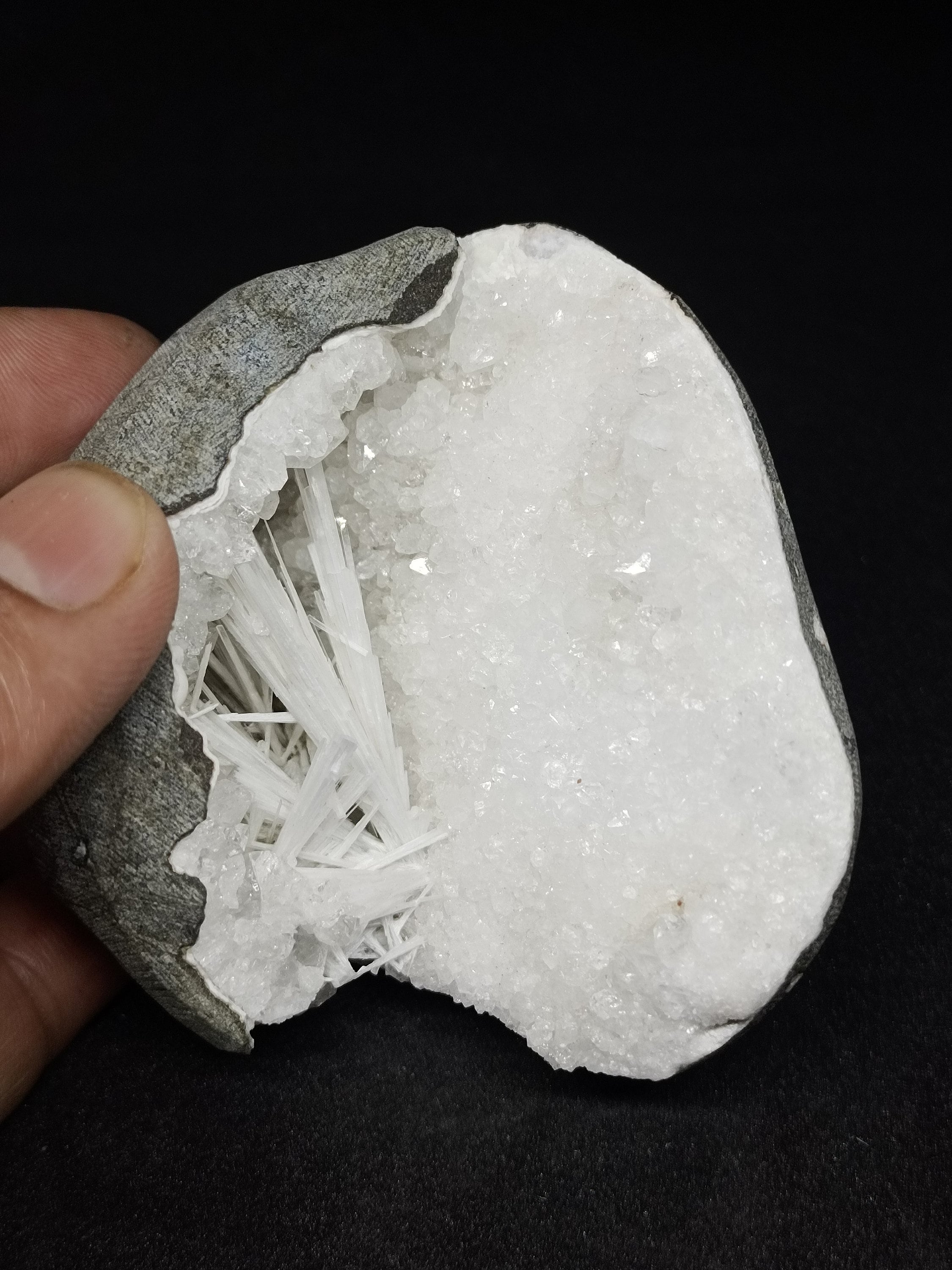Rare Scolecite Geode Cluster, India (2.5" Inches)