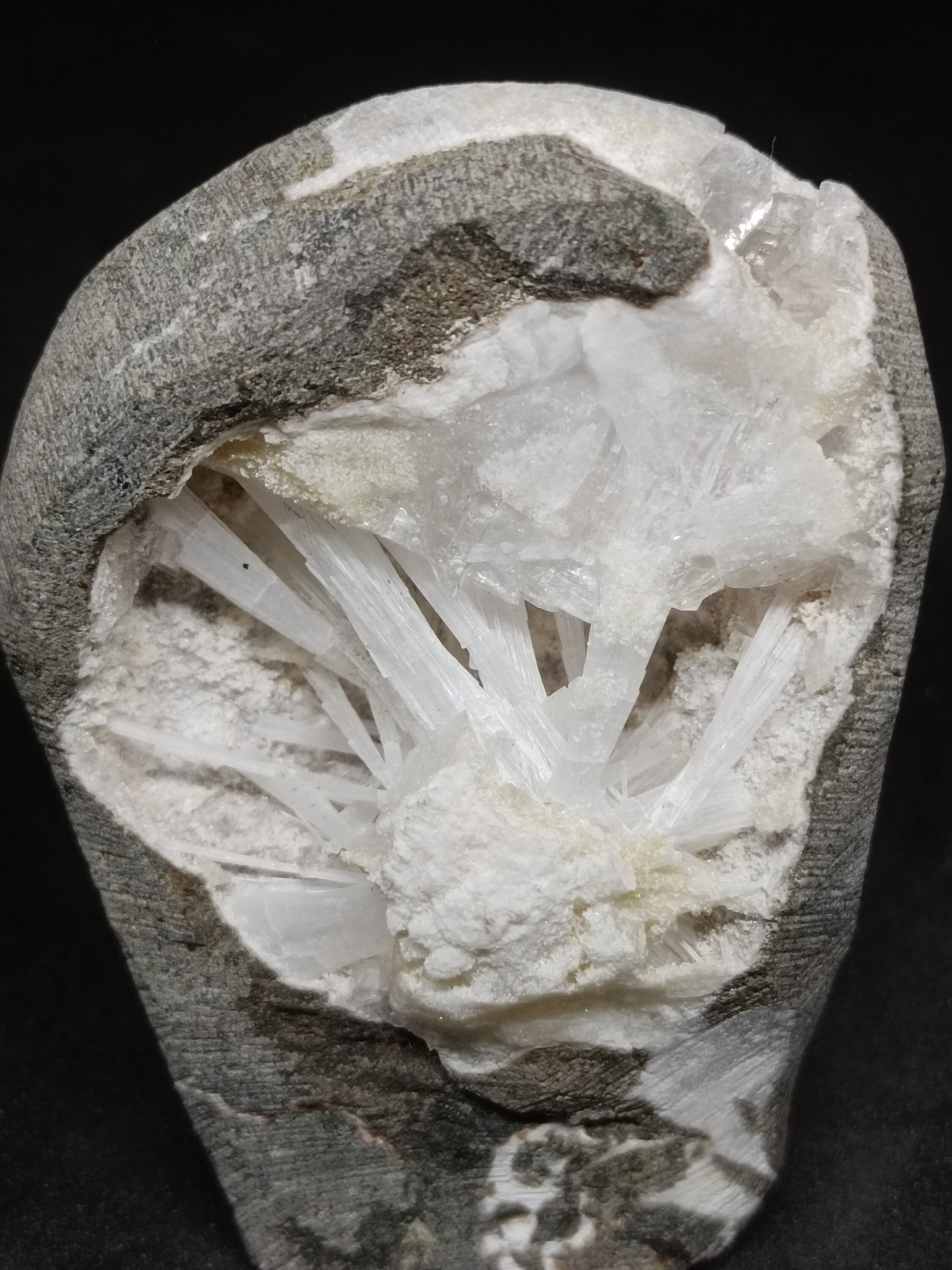 Scolecite Geode Flower: Natural Crystal Cluster Display Piece Scolecite Geode Flower: Natural Crystal Cluster Display Piece