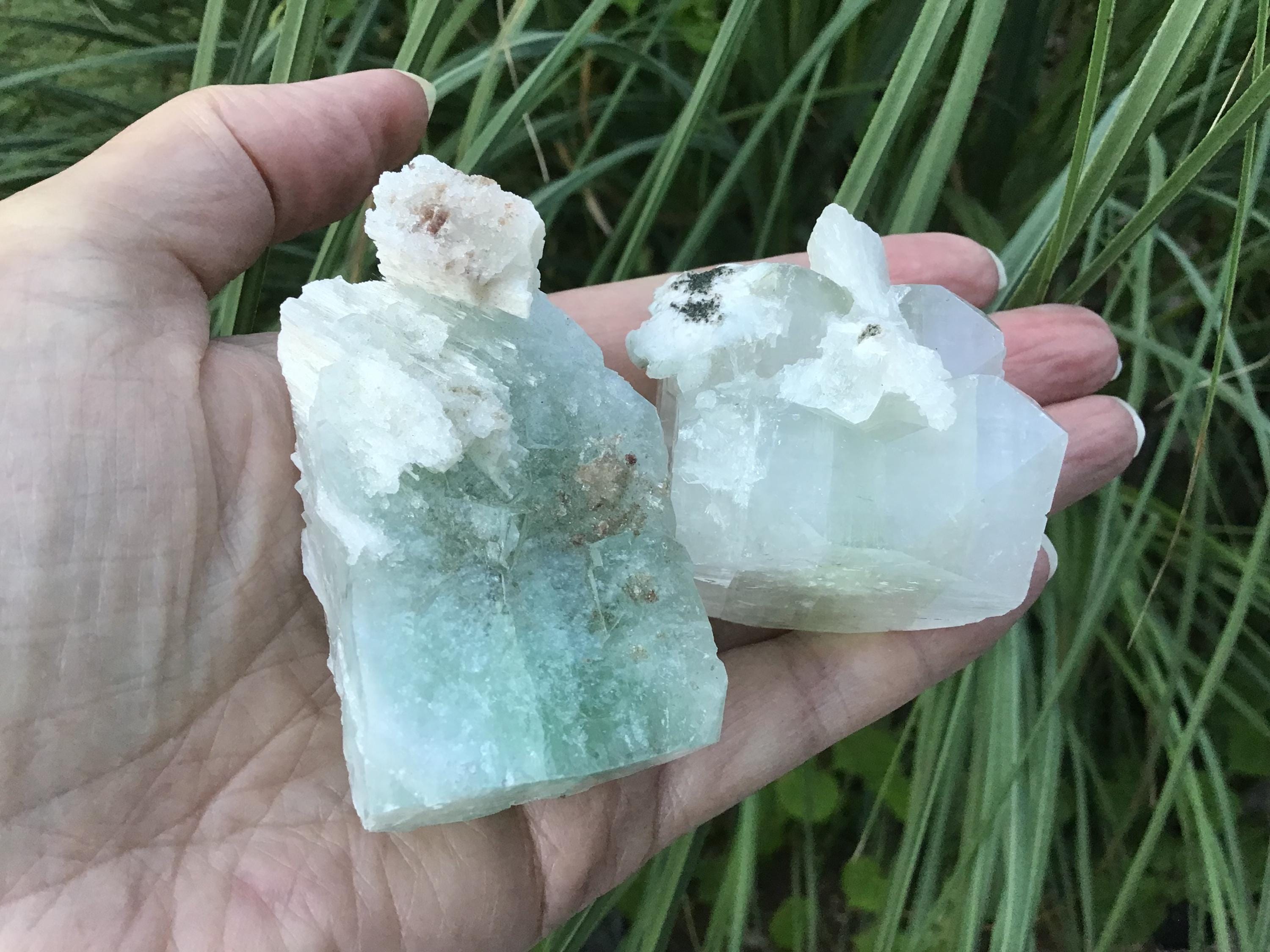Green Apophyllite With Scolecite - Raw Natural Cubical Cluster Crystal Zeolite Green Apophyllite With Scolecite - Raw Natural Cubical Cluster Crystal Zeolite