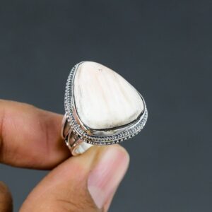 Scolecite Gemstone Ring: Pear Stone, 925 Sterling Silver, Size 7 1/4 Scolecite Gemstone Ring: Pear Stone, 925 Sterling Silver, Size 7 1/4