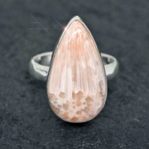 Peaches & Cream - Peach Scolecite Gemstone Sterling Silver Ring Size 6