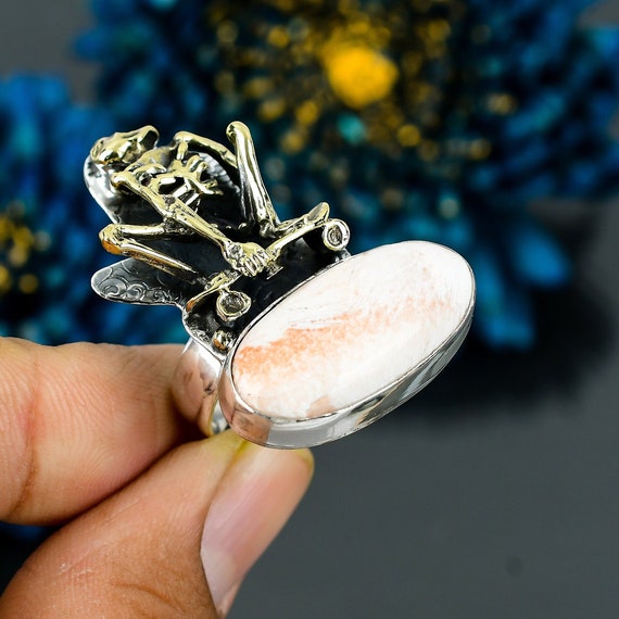 Scolecite Skeleton Ring: 925 Sterling Silver Adjustable Gemstone Jewelry