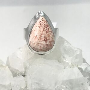 Unique Orange Scolecite Ring, Size 8