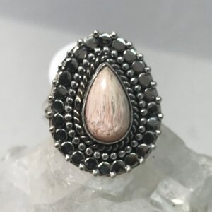 Unique Orange Scolecite Ring, Size 7 1/2