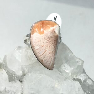 Unique Orange Scolecite Ring, Size 7 1/2