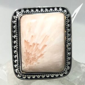 Unique Orange Scolecite Ring, Size 7 1/2