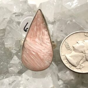 Unique Orange Scolecite Ring, Size 6 1/2