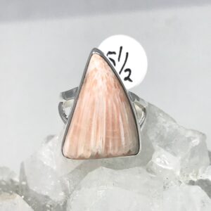 Unique Orange Scolecite Ring, Size 5 1/2