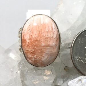 Unique Orange Scolecite Ring, Size 6