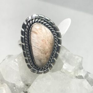 Unique Orange Scolecite Ring, Size 8