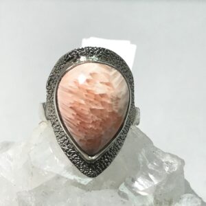 Unique Orange Scolecite Ring, Size 8