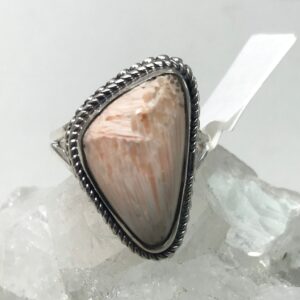Unique Orange Scolecite Ring, Size 7