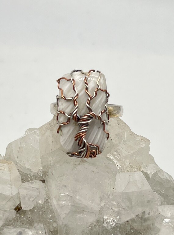 Unique Scolecite Tree Of Life Ring, Size 10 Unique Scolecite Tree Of Life Ring, Size 10