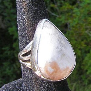 SCOLECITE RING, Unusual Gemstone Ring, Size 9, Sterling Silver, Manifestation Stone