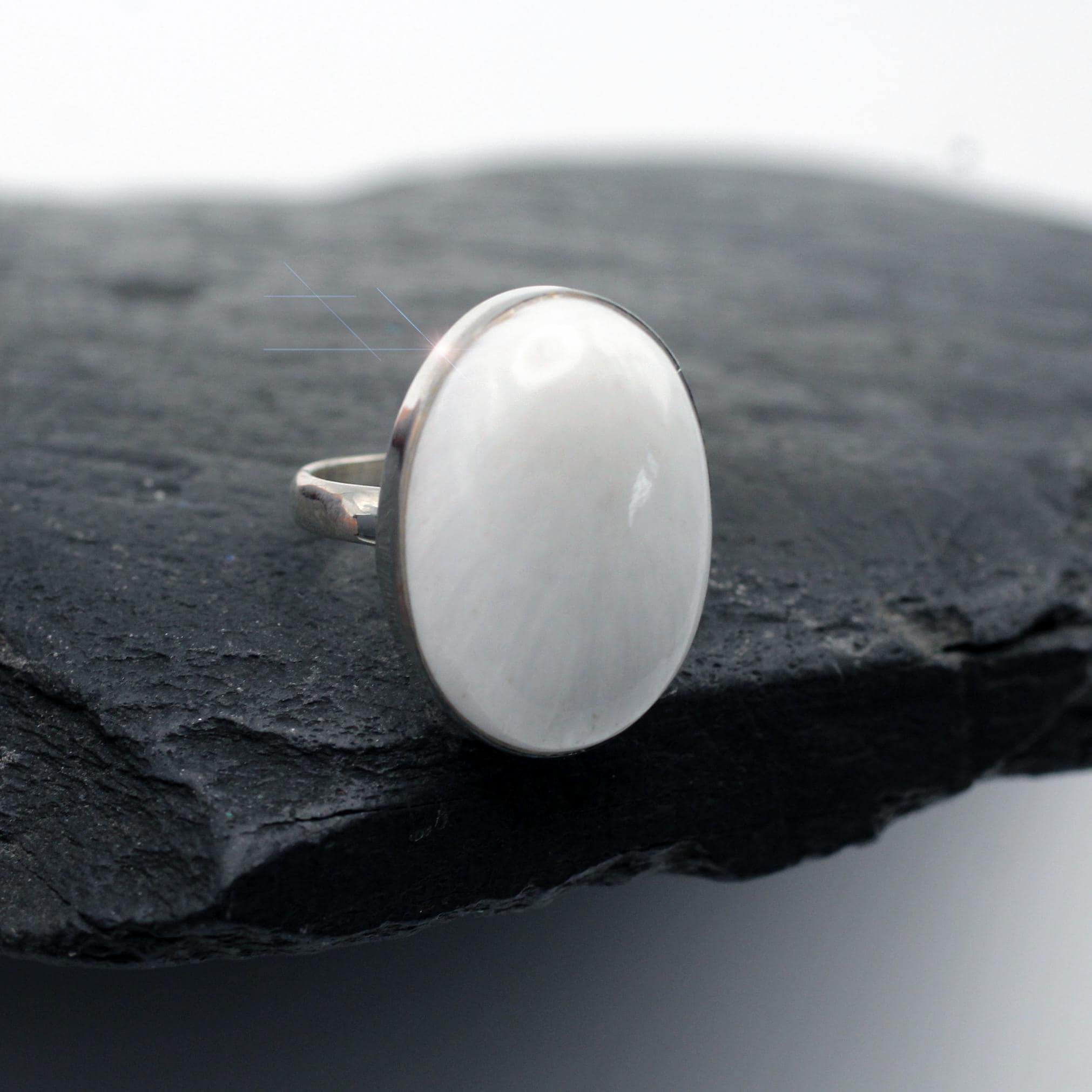 Vanilla Frost - Genuine Scolecite Sterling Silver Ring - Size 10 Vanilla Frost - Genuine Scolecite Sterling Silver Ring - Size 10