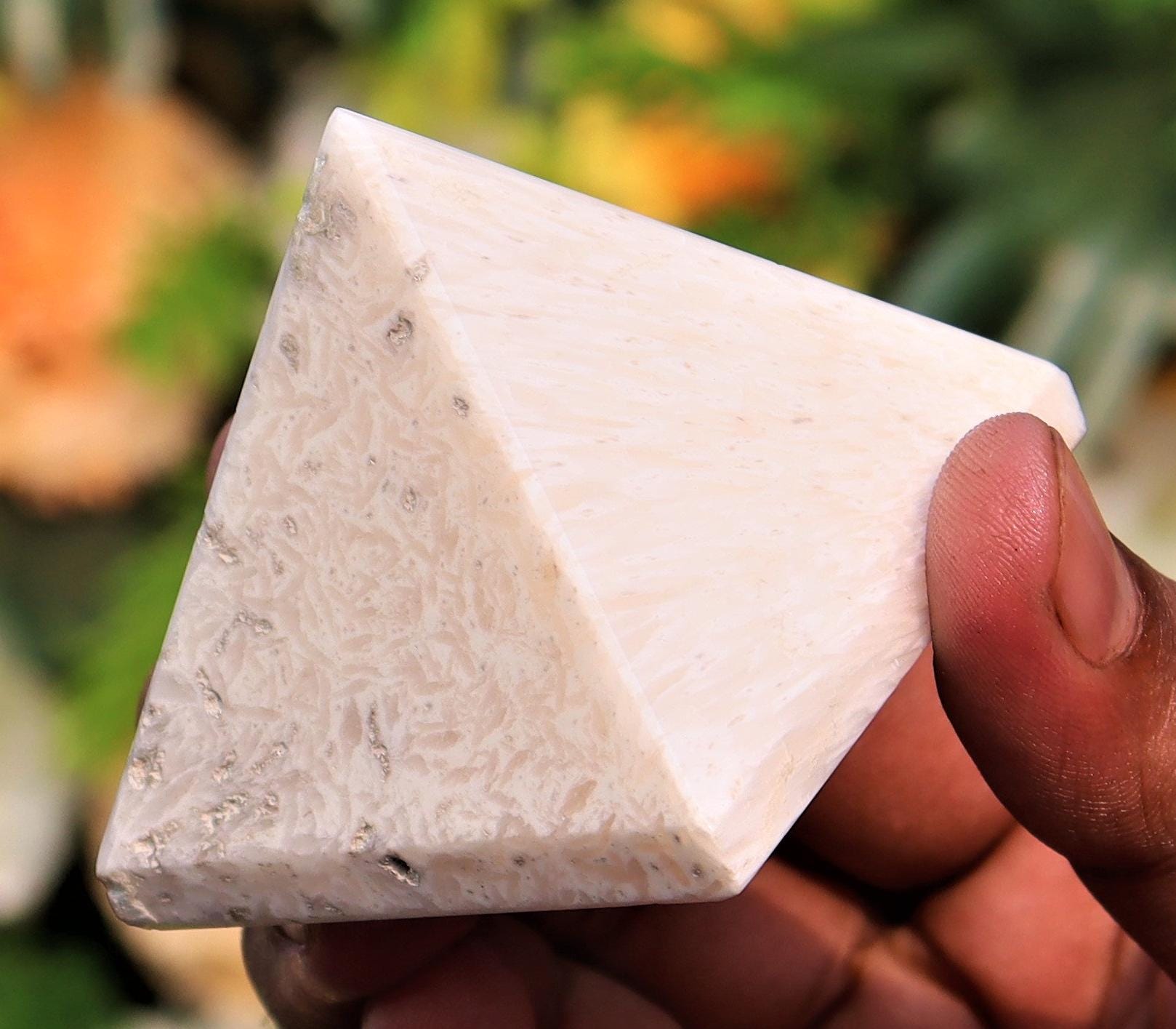 60mm White Scolecite Crystal Pyramid: Chakra Healing, Yoga Decor 60mm White Scolecite Crystal Pyramid: Chakra Healing, Yoga Decor