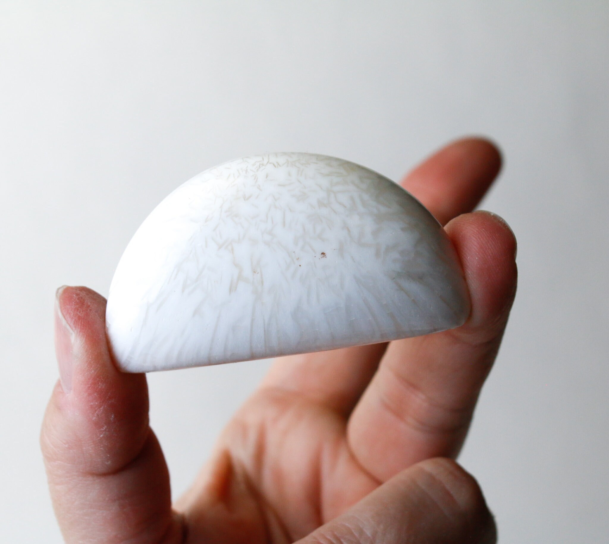 Scolecite Palm Stone - Half Moon - Zeolite Family Scolecite Palm Stone - Half Moon - Zeolite Family