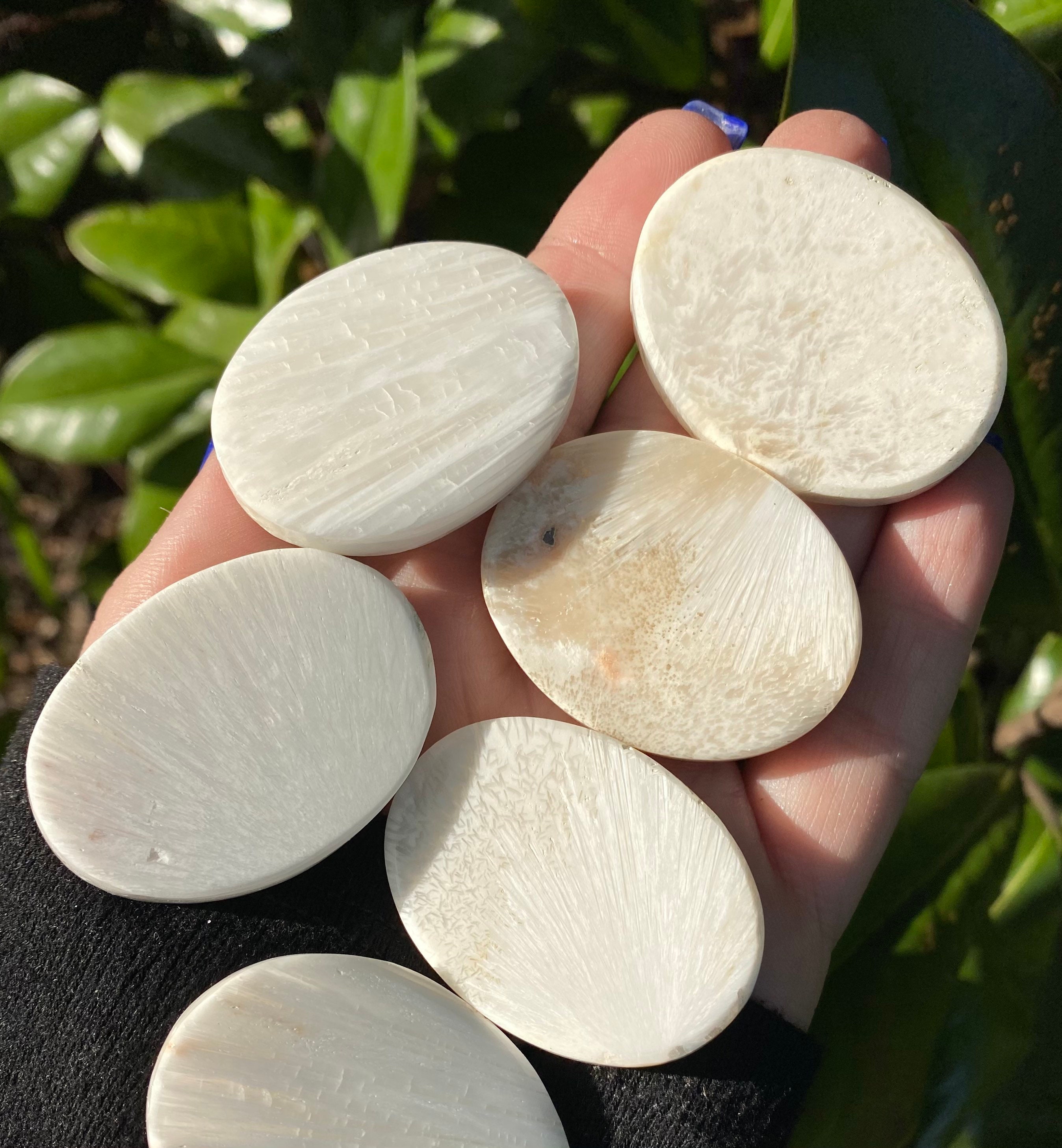 Scolecite, Scolecite Palm Stone, Qty. 1 Flat Palm Stone