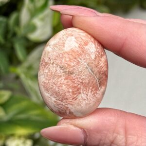 Peach Scolecite Palmstone | 14g | - #9 (polished Pink Crystal Pocket Stone Palm, Crown Chakra, Sleep) Peach Scolecite Palmstone | 14g | - #9 (polished Pink Crystal Pocket Stone Palm, Crown Chakra, Sleep)