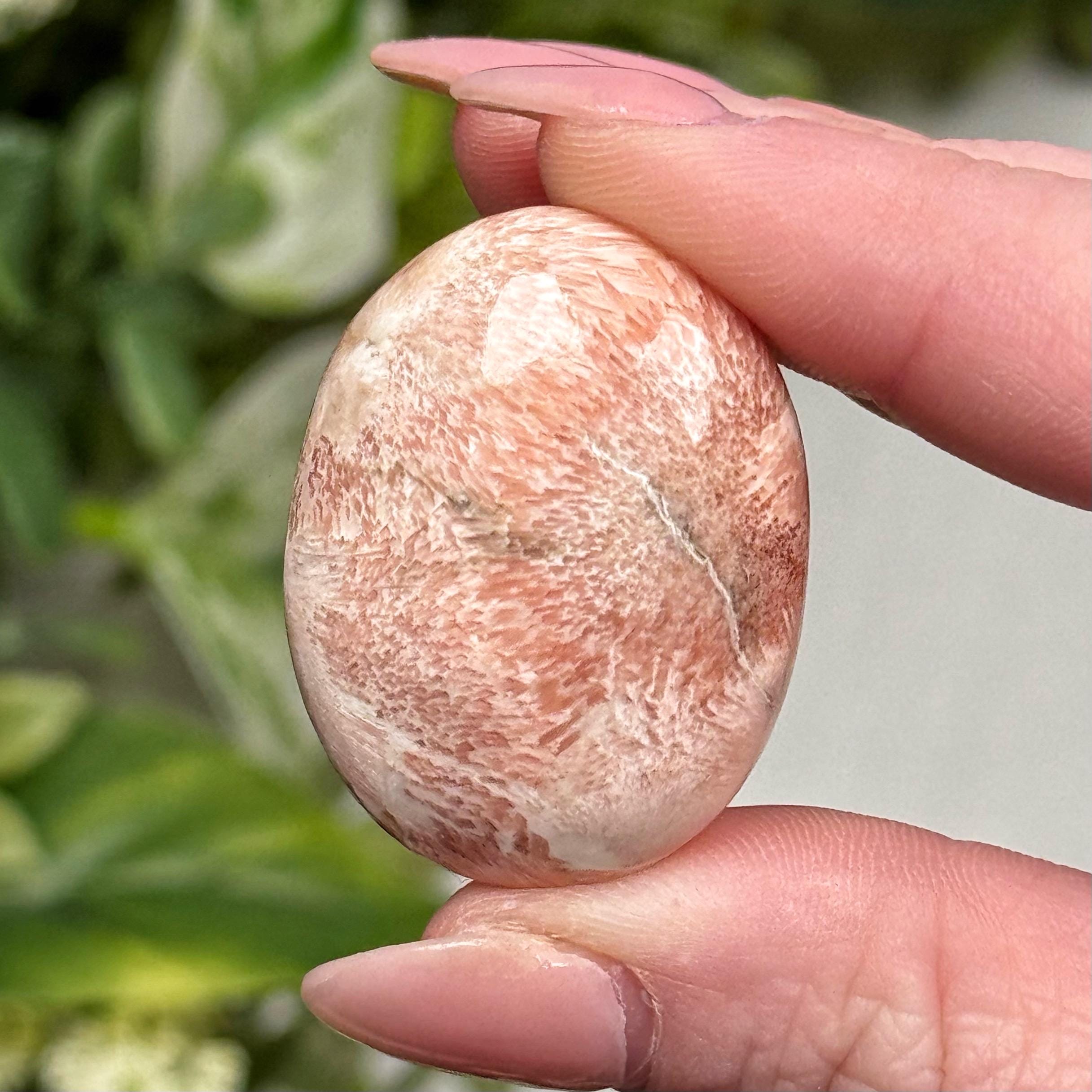 Peach Scolecite Palmstone | 14g | - #9 (polished Pink Crystal Pocket Stone Palm, Crown Chakra, Sleep) Peach Scolecite Palmstone | 14g | - #9 (polished Pink Crystal Pocket Stone Palm, Crown Chakra, Sleep)