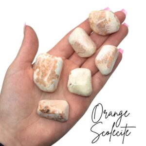 Orange Scolecite Tumble, Peach Scolecite, Pocket Scolecite, Tumbled Orange Scolecite, T-138 Orange Scolecite Tumble, Peach Scolecite, Pocket Scolecite, Tumbled Orange Scolecite, T-138