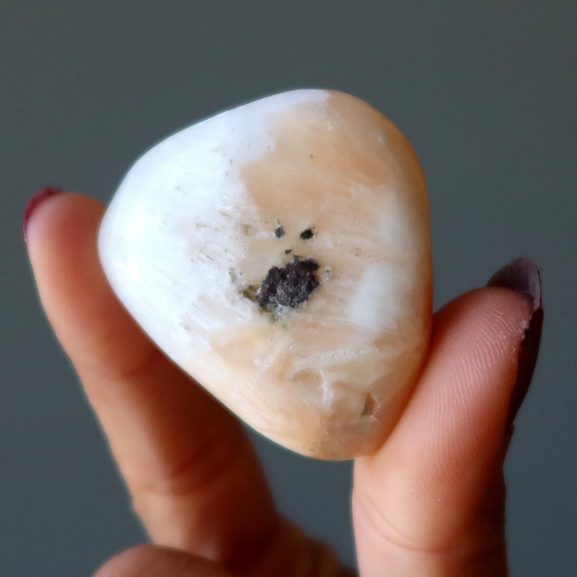 Scolecite Tumbled Stone Orange Quest
