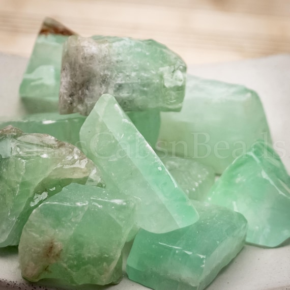 Seafoam Green Calcite Gemstone Rough Nugget Chunks Undrilled - Lots Of 10 Stones