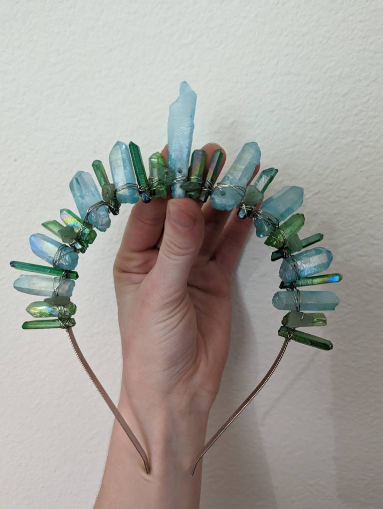 Seafoam Unicorn Crystal Crown