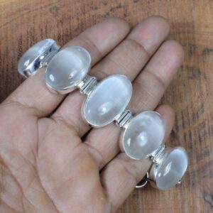 Selenite 925 Sterling Silver Natural Gemstone Adjustable Bracelet