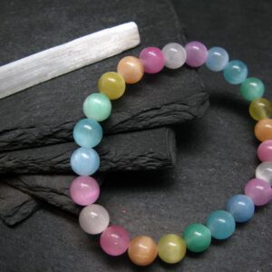 Selenite Colorful Genuine Bracelet ~ 7 Inches ~ 8mm Round Beads