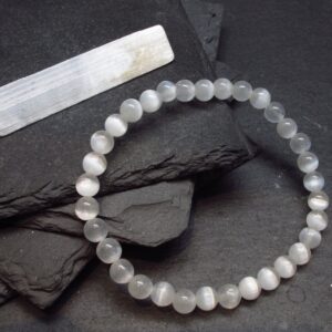 Selenite Genuine Bracelet ~ 7 Inches ~ 6mm Round Beads