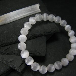 Selenite Genuine Bracelet ~ 7 Inches ~ 8mm Round Beads