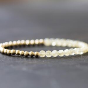 Golden Selenite Stretch Bracelet With Sterling Silver, Yellow Or Rose Gold Filled