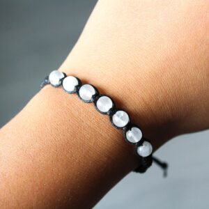Handmade Selenite Bead Bracelet, Hypoallergenic Cord