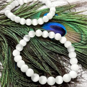 Selenite Bracelet,natural Selenite Bracelet Gemstone For Aura Cleaning,stability,positive,encouraging,strength,reiki,fitness,stress Relief.