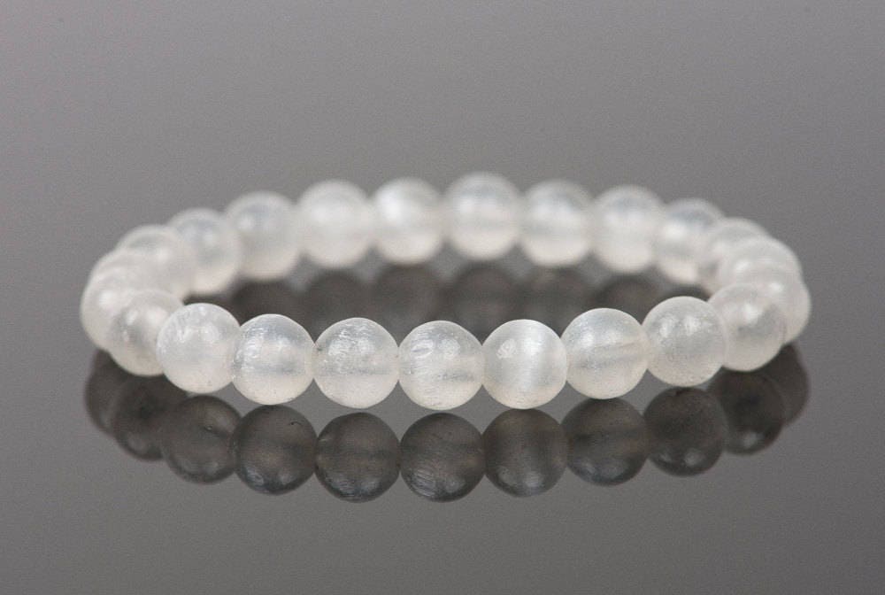 Selenite Natural Gemstone Bracelet, White Selenite Bracelet