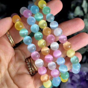 Rainbow Selenite Beaded Bracelet, 8mm, Bead Bracelet