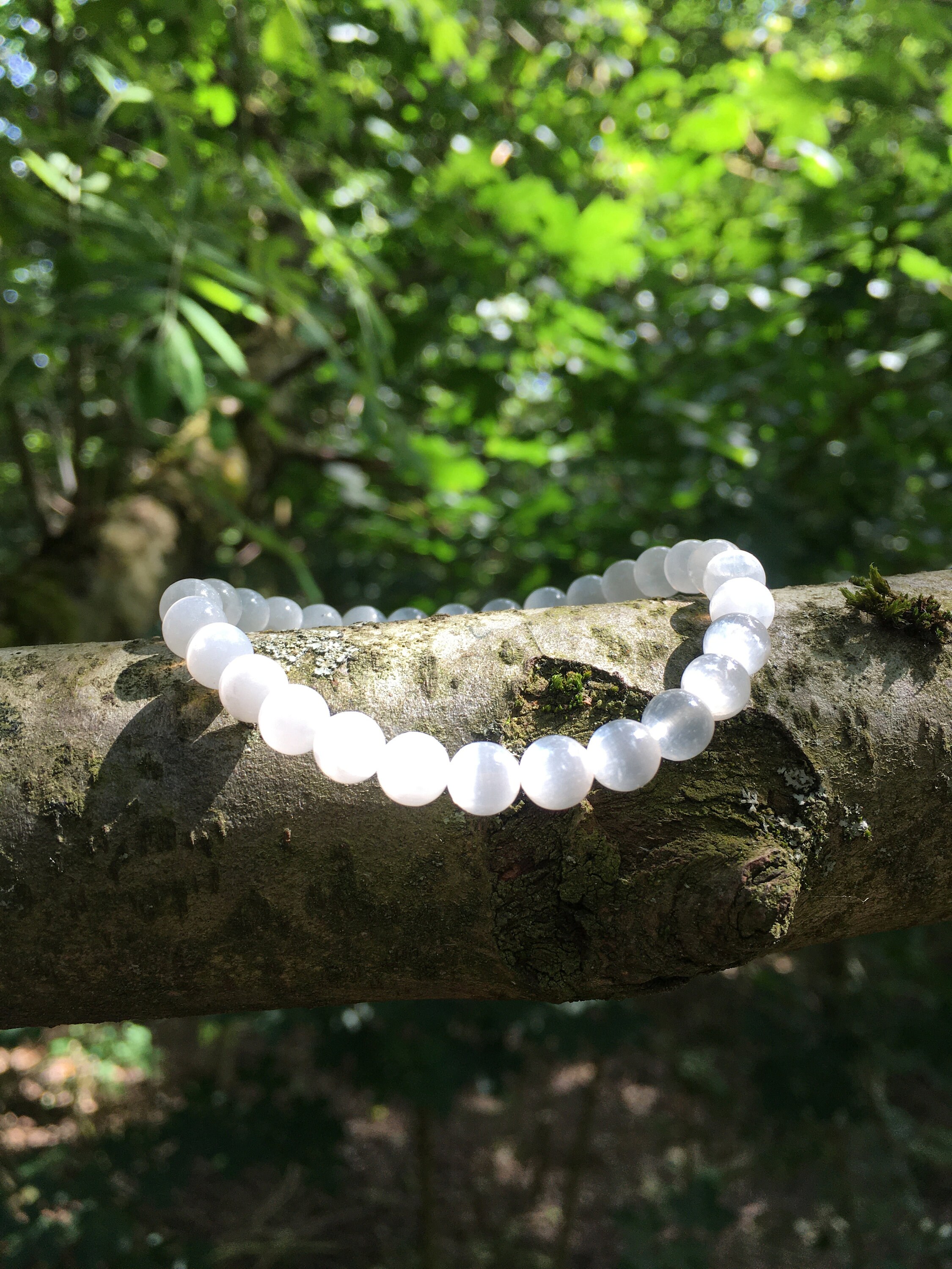 Selenite Bracelet, Satin Spar Bracelet, Beaded Bracelets
