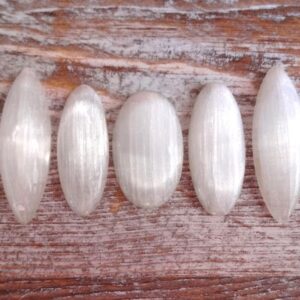 White Selenite Cabochon, Oval Gemstone Cabochon, Marquise Cabochon