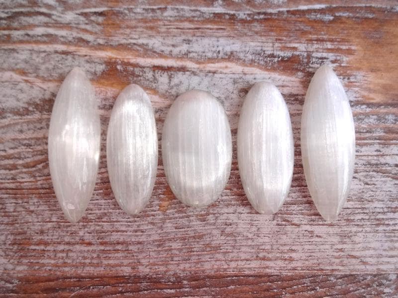 White Selenite Cabochon, Oval Gemstone Cabochon, Marquise Cabochon