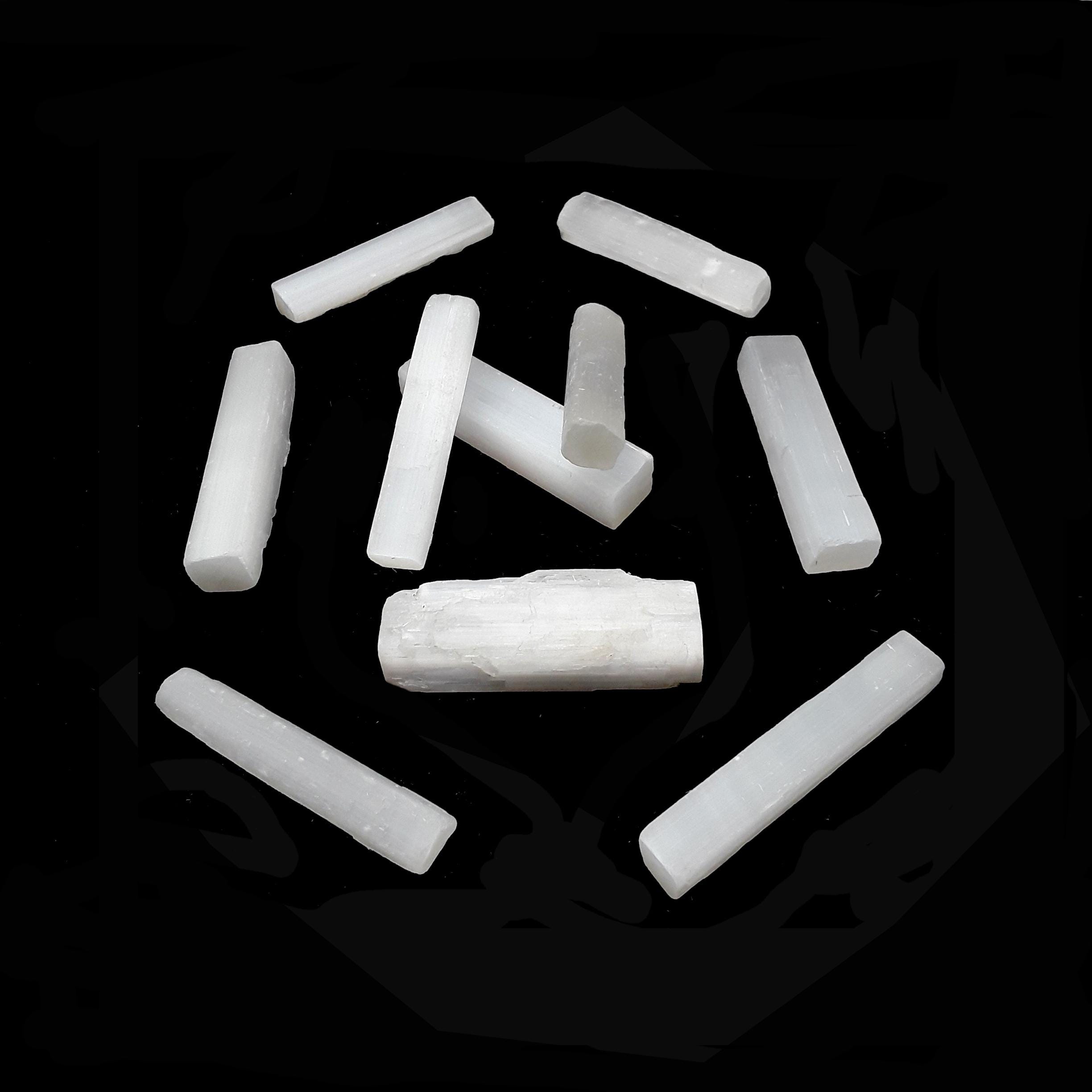 Natural Selenite Small Rough Points Logs Wands Sticks 3" Inches 10 Piece Set