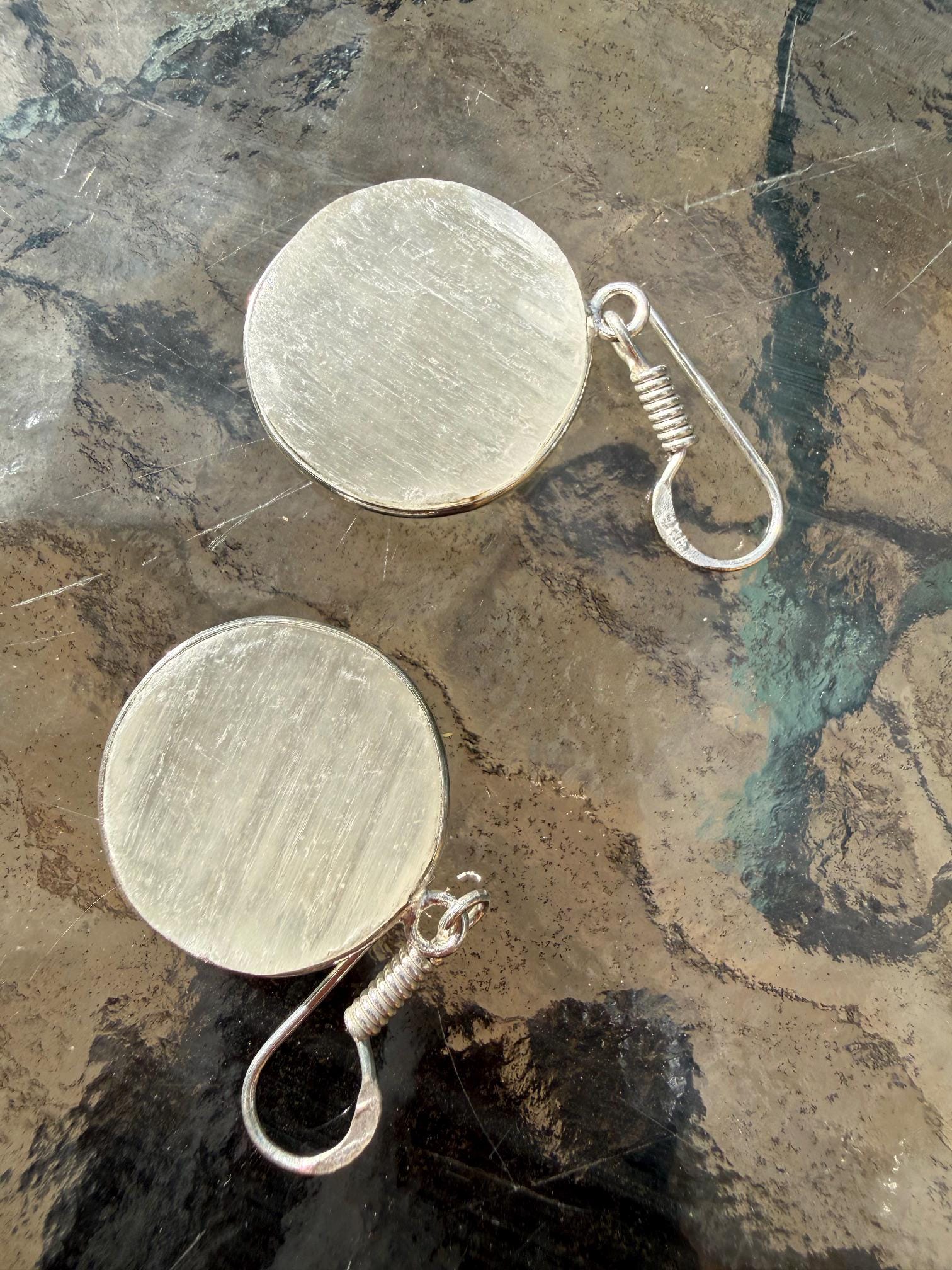 Beautiful Selenite Earrings, 925 Silver, Full Moon